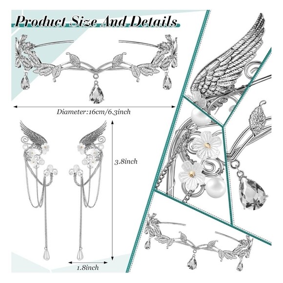 4 Pcs Women Elf Costume Renaissance Traditional Irish Dress Fairy XS Bin 6 - Picture 3 of 7